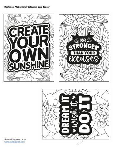 Rectangle Motivational Colouring Card Topper