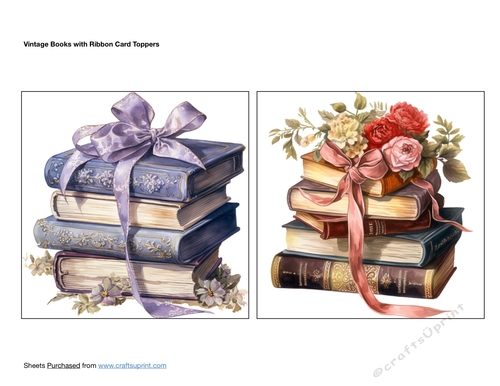 Vintage Books with Ribbon Card Toppers