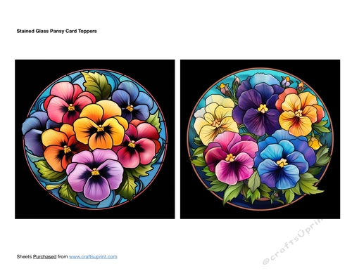 Stained Glass Pansy Card Toppers