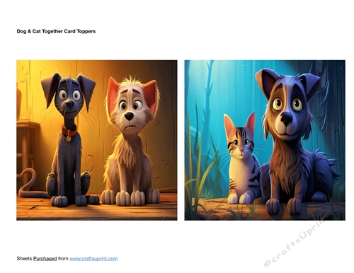 Dog Cat Together Card Toppers