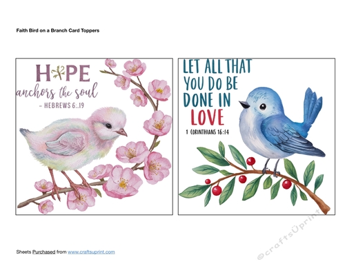 Faith Bird on a Branch Card Toppers