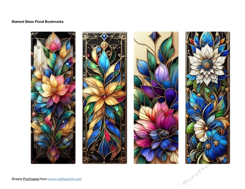 Stained Glass Floral Bookmarks