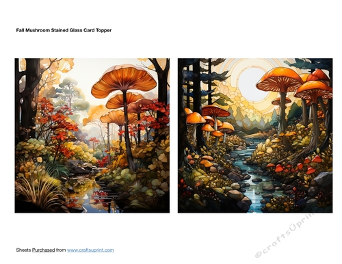 Fall Mushroom Stained Glass Card Toppers