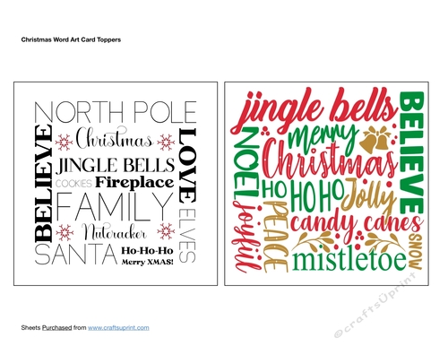 Christmas Word Art Card Toppers