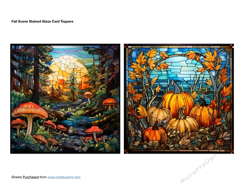 Fall Scene Stained Glass Card Toppers