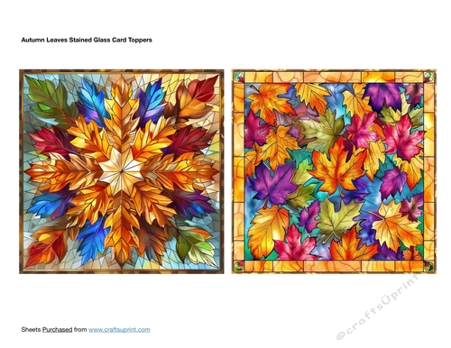 Autumn Leaves Stained Glass Card Toppers