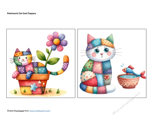 Patchwork Cat Card Toppers