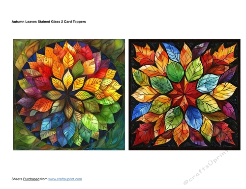 Autumn Leaves Stained Glass 2 Card Toppers