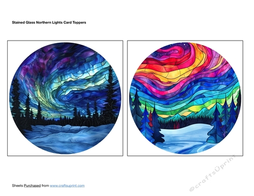 Stained Glass Northern Lights Card Toppers
