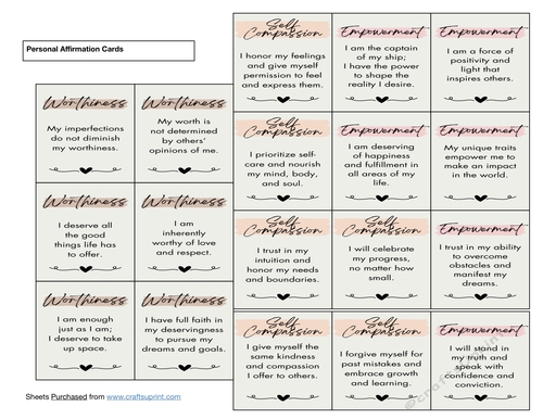 Personal Affirmation Cards