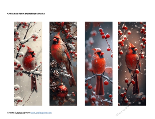 Christmas Red Cardinal Bookmarks