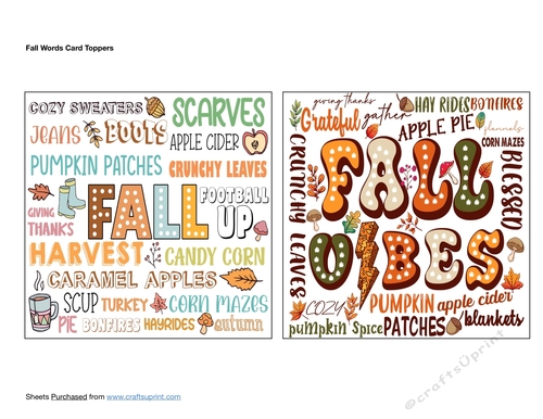 Fall Words Card Toppers
