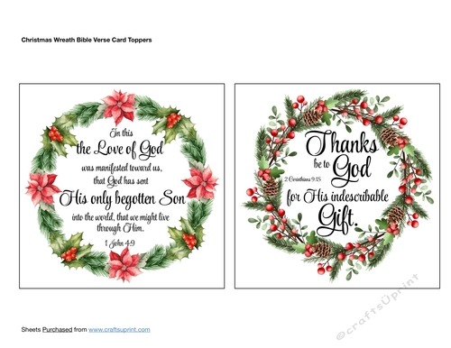 Christmas Wreath Bible Verse Card Toppers