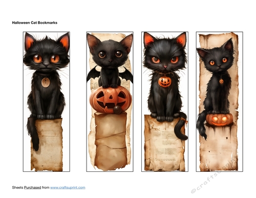 Halloween Cat Bookmarks