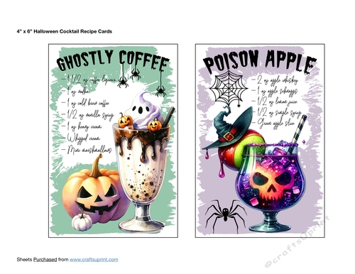 4 x 6 Halloween Cocktail Recipe Cards