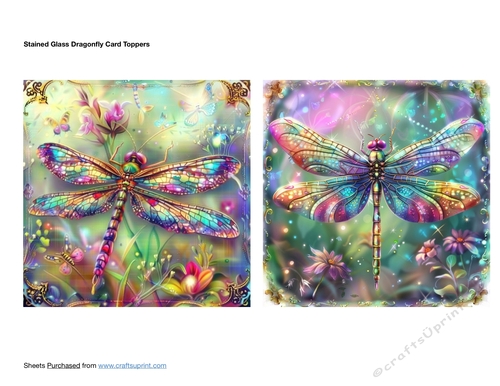 Stained Glass Dragonfly Card Toppers
