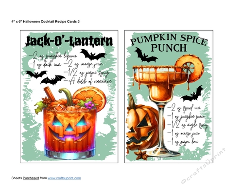 4 x 6 Halloween Cocktail Recipe Cards 3