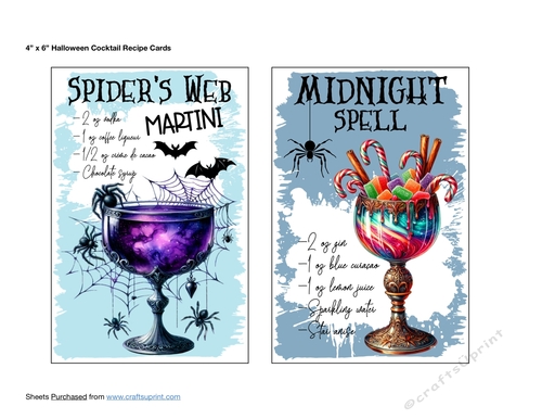 4 x 6 Halloween Cocktail Recipe Cards 4