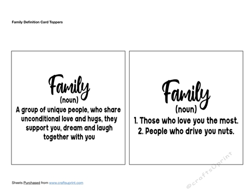 Family Definition Card Toppers