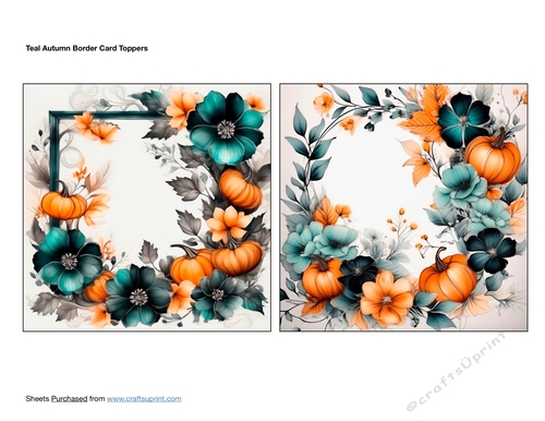Teal Autumn Border Card Toppers
