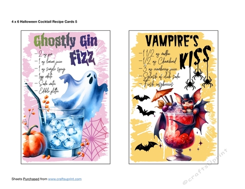 4 x 6 Halloween Cocktail Recipe Cards 5