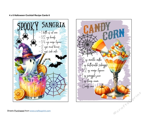 4 x 6 Halloween Cocktail Recipe Cards 6