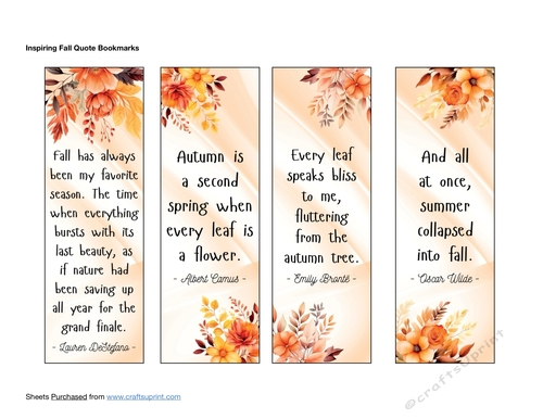 Inspiring Fall Quote Bookmarks