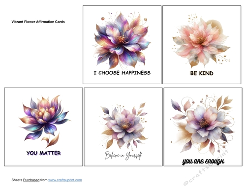 Vibrant Flower Affirmation Cards