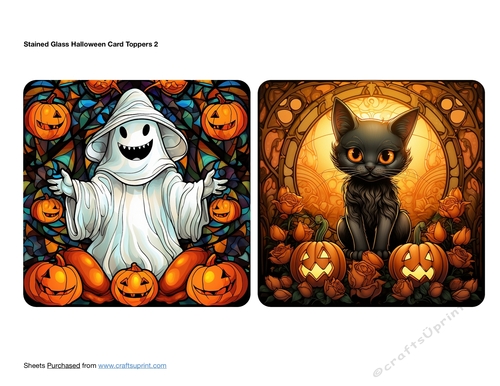 Stained Glass Halloween Card Toppers 2