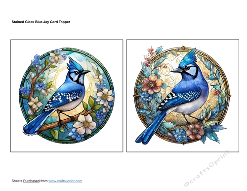 Stained Glass Blue Jay Card Topper
