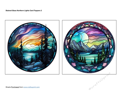 Stained Glass Northern Lights Card Toppers 2
