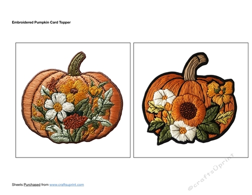 Embroidered Pumpkin Card Topper