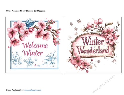 Winter Japanese Cherry Blossom Card Toppers
