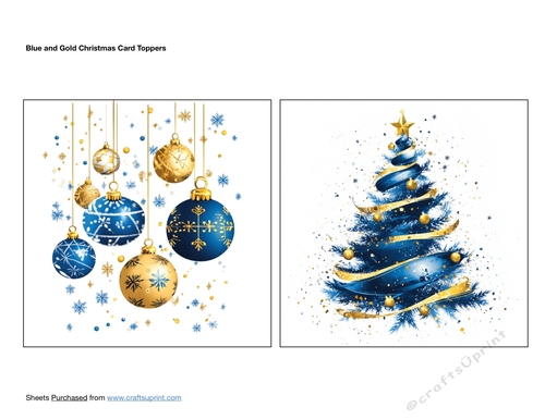 Blue and Gold Christmas Card Toppers