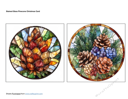 Stained Glass Pinecone Christmas Card Topper