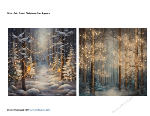 Silver Gold Forest Christmas Card Toppers