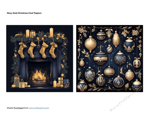 Navy Gold Christmas Card Toppers