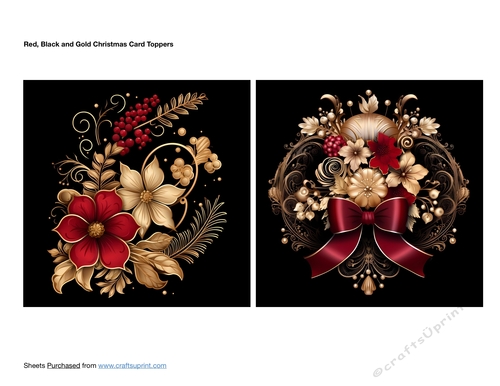 Red Black and Gold Christmas Card Toppers