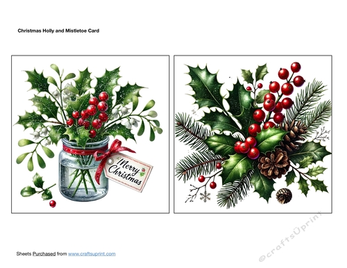 Christmas Holly and Mistletoe Card Toppers