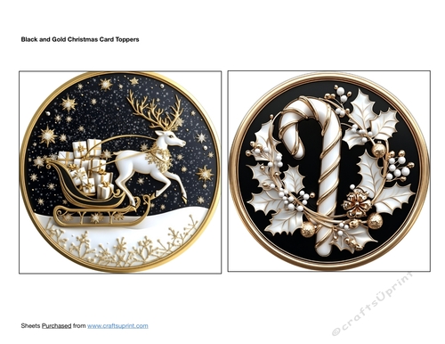 Black and Gold Christmas Card Toppers