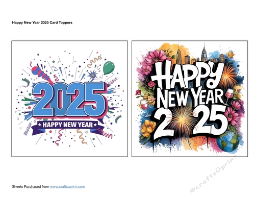 Happy New Year 2025 Card Toppers