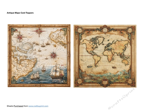 Antique Maps Card Toppers