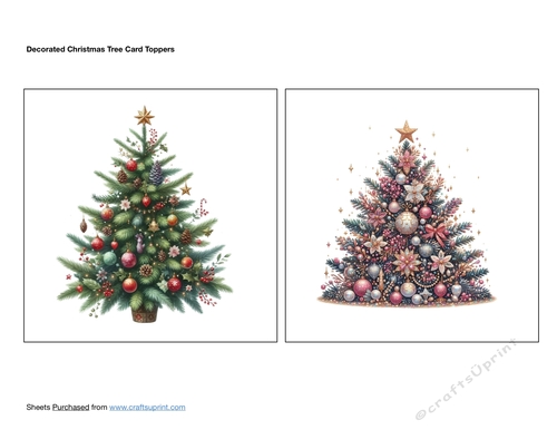Decorated Christmas Tree Card Toppers