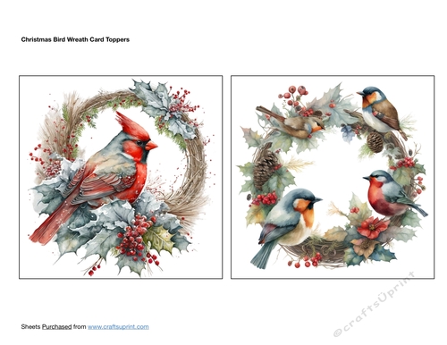 Christmas Bird Wreath Card Toppers