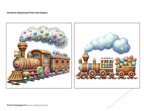 Christmas Gingerbread Train Card Toppers