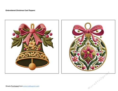 Embroidered Christmas Card Toppers