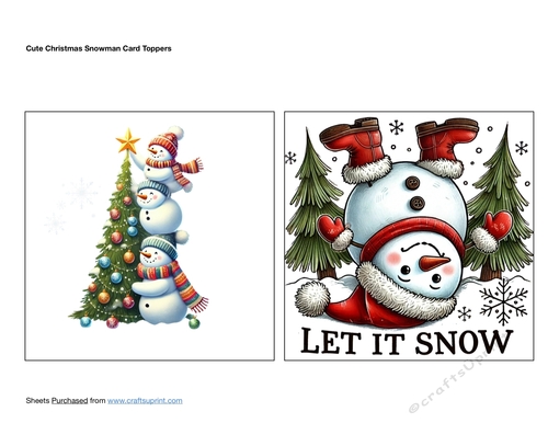 Cute Christmas Snowman Card Toppers