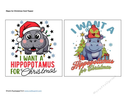 Hippo for Christmas Card Toppers