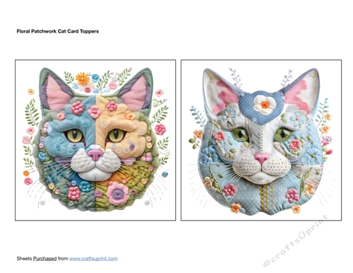 Floral Patchwork Cat Card Toppers