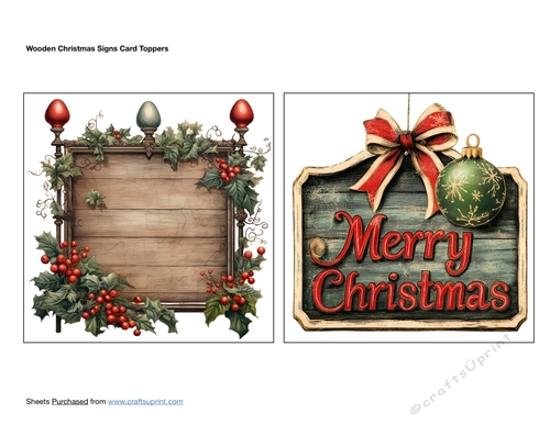 Wooden Christmas Signs Card Toppers